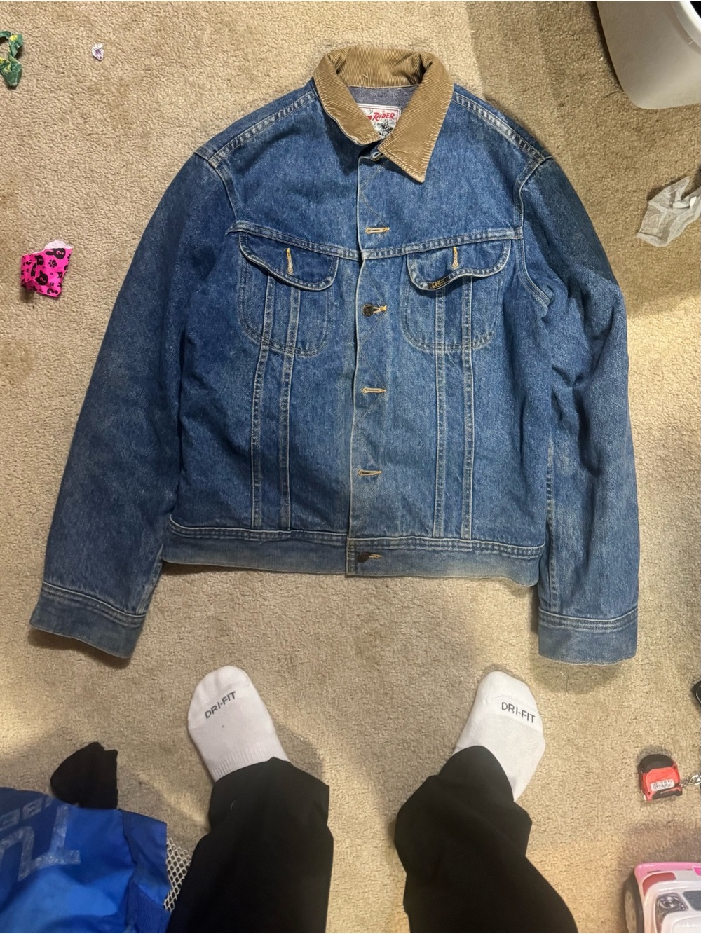 Vintage Lee StormRider Denim Jacket with Corduroy Collar